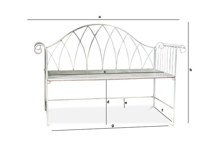 Dimensions du produit Banc gris Métalo