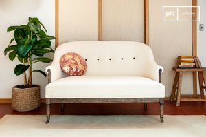 Banqueta de 2 plazas de lino y algodón beige Léonie