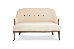 Banqueta de 2 plazas de lino y algodón beige Léonie