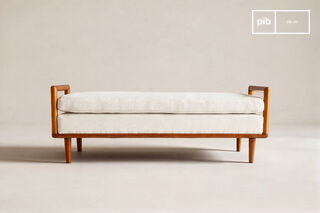 Bank van massief hout en witte stof Astor