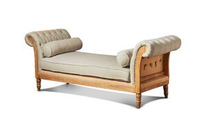 2-seater bench in almond linen and cotton Montaigu