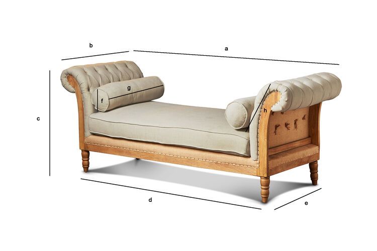 Dimensions du produit Banquette 2 places en lin et coton amande Montaigu