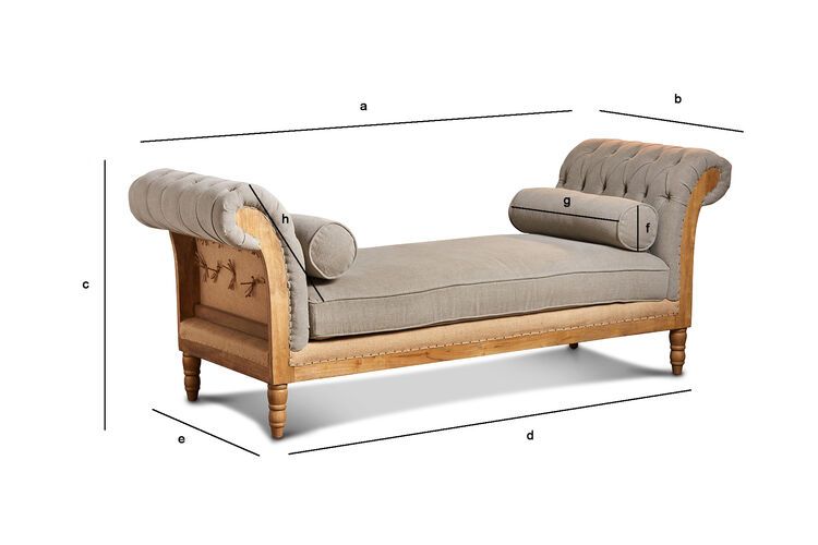 Dimensions du produit Banquette 2 places en lin et coton gris Montaigu