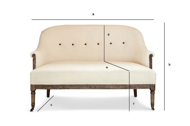 Dimensions du produit Banquette 2 places lin et coton écru Léonie