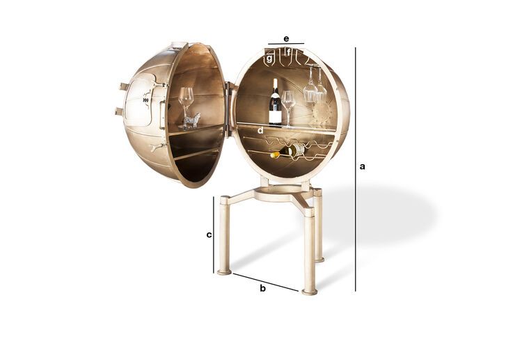 Dimensions du produit Bar globe  Jules Vernes