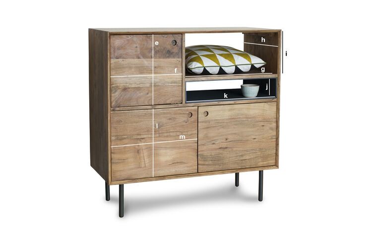 Productafmetingen Bascole hoog houten dressoir