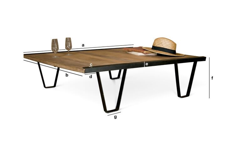 Productafmetingen Massieve teakhouten salontafel Bay Teck