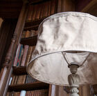 Canvas lampshade with an undeniably retro style.