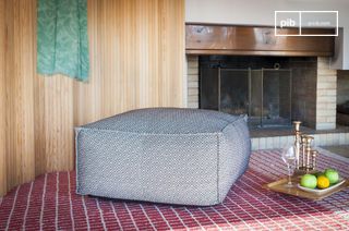 Large black and white pouf