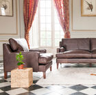 The sofa has a beautiful retro look.