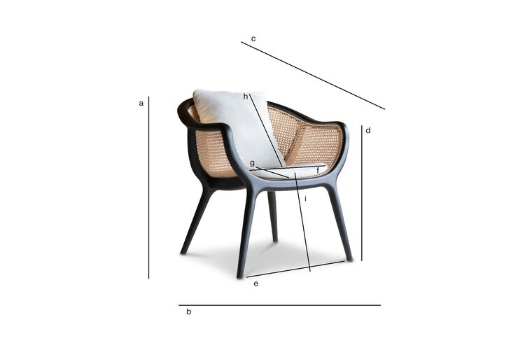 Product Dimensions Black solid ash armchair with wicker Nocta