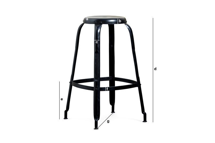 Product Dimensions Black bar stool with rivets Towson