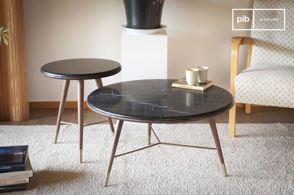 Superb combination of black marble, walnut and golden touches.