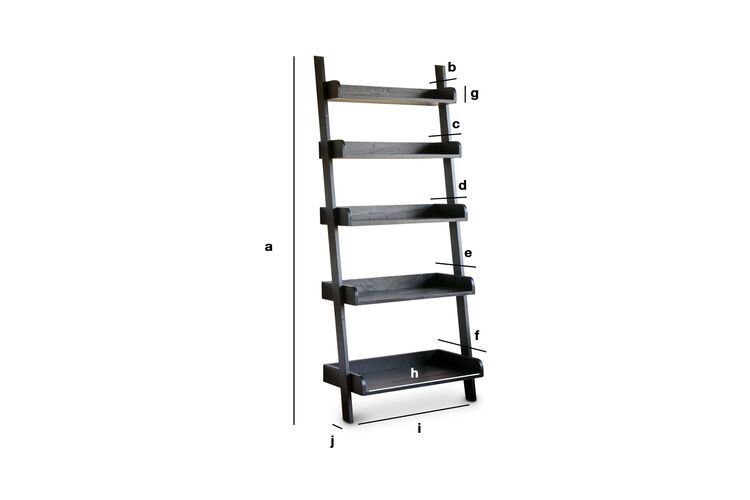 Product Dimensions Black wooden bookshelf Bellevue
