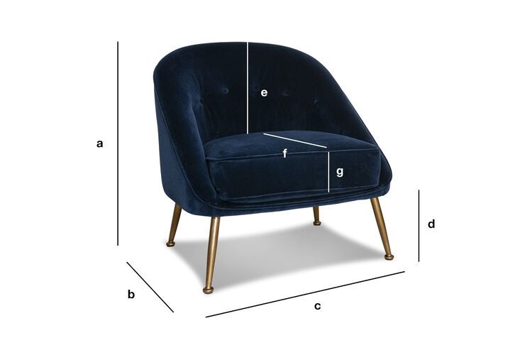 Produktdimensionen Sessel aus blauem Samt Barnolomeo