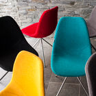 The chair offers much comfort thanks to the wool fabric and foam-filled seat shell