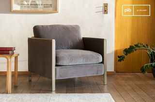 Gray velvet armchair Brompton