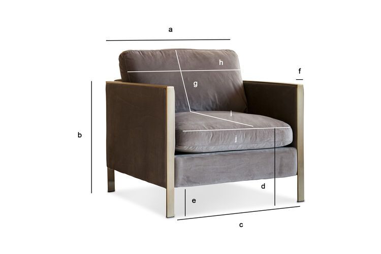 Product Dimensions Gray velvet armchair Brompton