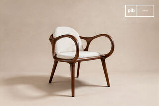 Brown solid ash armchair with ecru boucle fabric Onyx