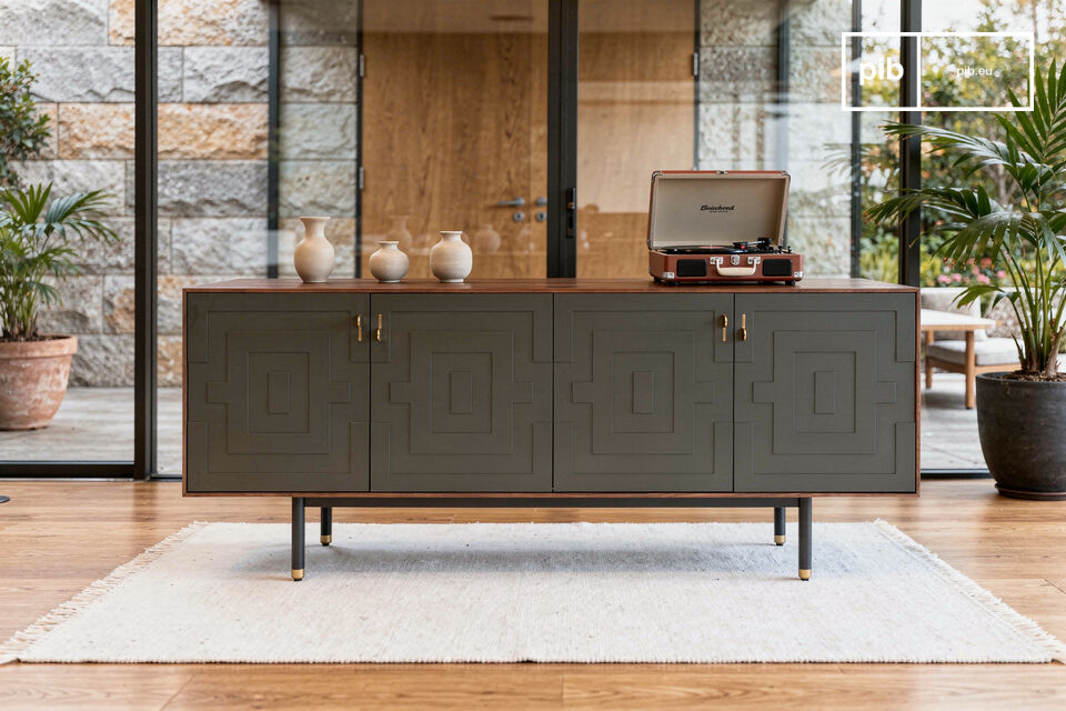 Buffet en noyer 4 portes à motifs Velina