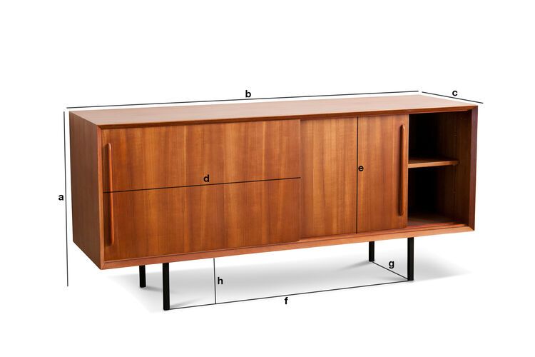 Dimensions du produit Buffet scandinave en teck Henrik