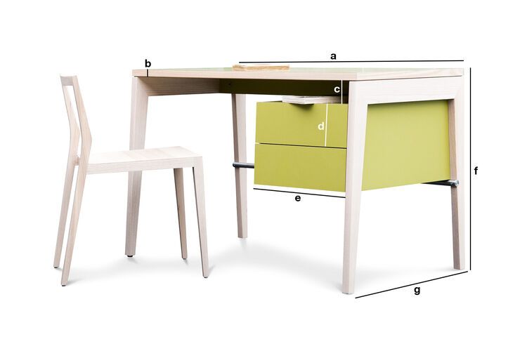 Dimensions du produit Bureau à tiroirs Nöten