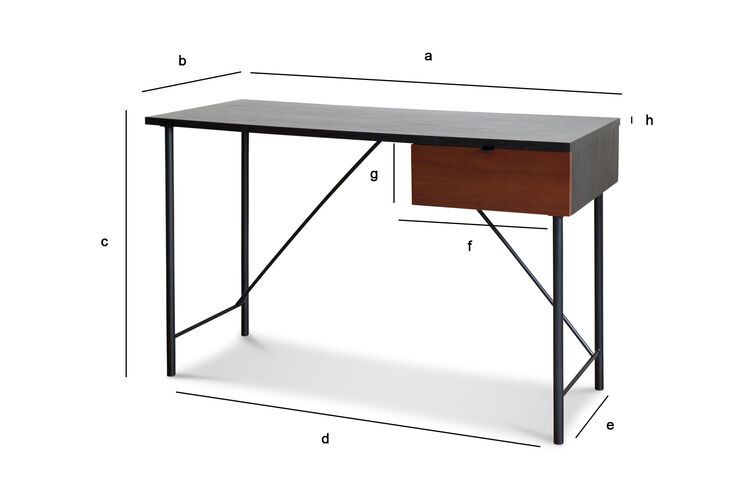 Dimensions du produit Bureau en bois noir Kater Hinn