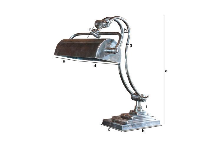 Produktdimensionen Silberne Metall-Schreibtischlampe Hedges