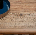 It is made of old solid wood with a ribbed appearance