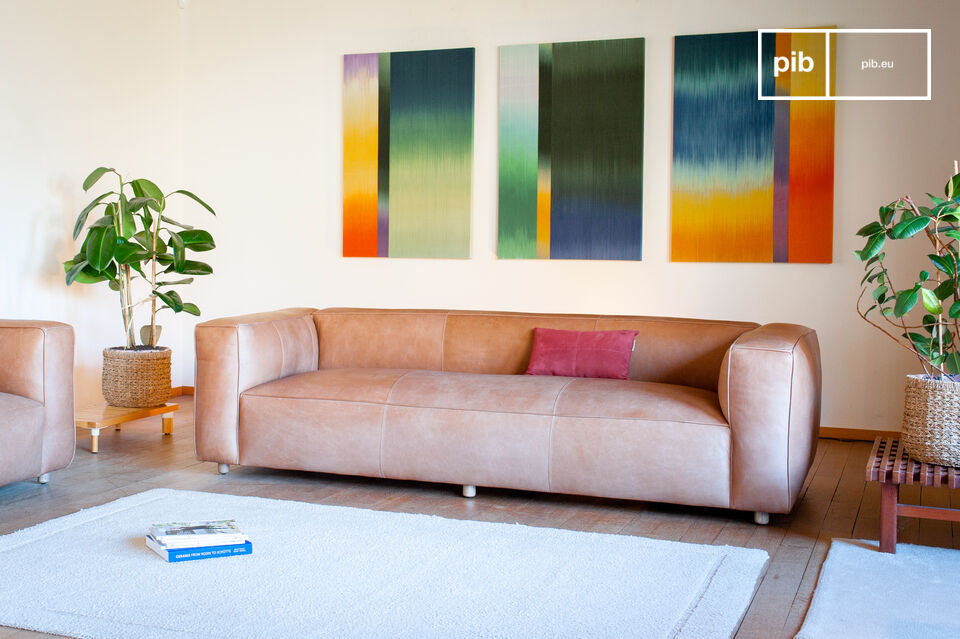 Although seams delineate three seats, the deep seat can accommodate more guests