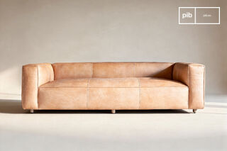 Camel leather 3-seater sofa Krieger
