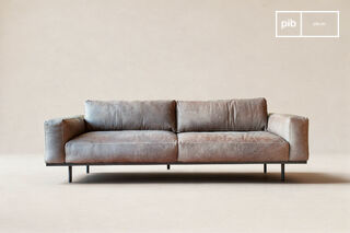Canapé 3 places en cuir gris Almond