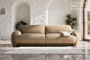 Canapé 3 places en tissu texturé camel Yuma