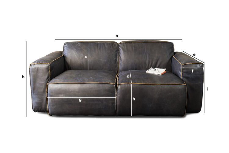 Dimensions du produit Canapé 2 places en cuir Atsullivan