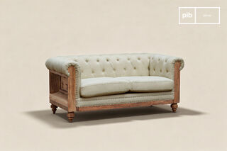 Canapé chesterfield 2 places lin et coton amande Montaigu