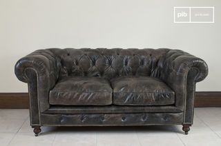 Canapé chesterfield en cuir brun