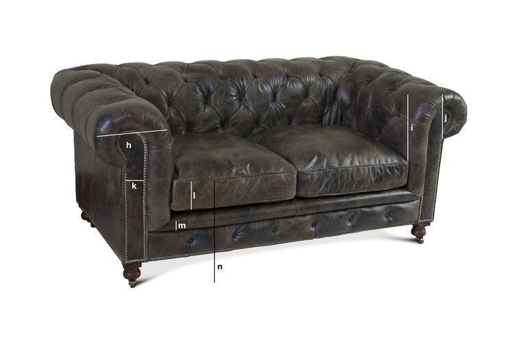 Dimensions du produit Canapé chesterfield en cuir brun Saint James