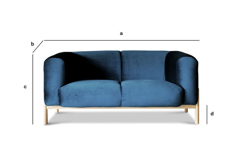 Dimensions du produit Canapé 2 places en velours bleu  Viela
