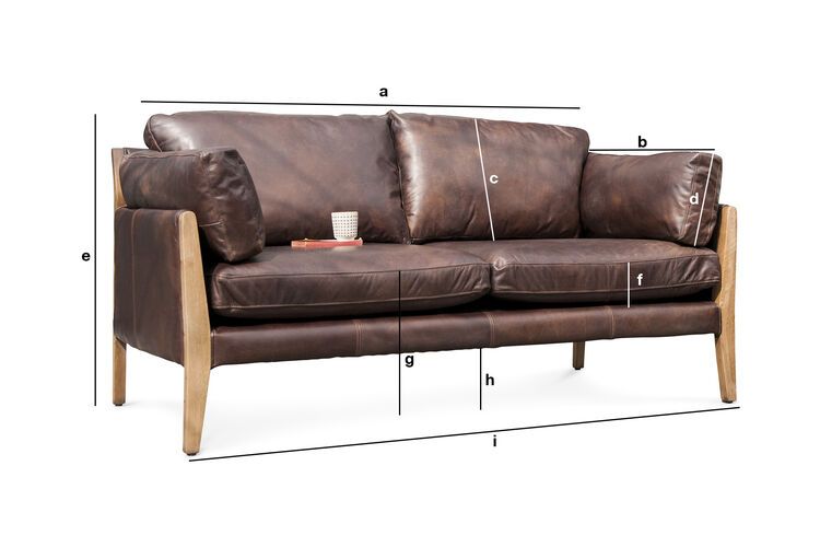Dimensions du produit Canapé 2 places en cuir chocolat Ariston
