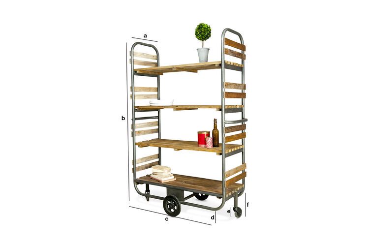Dimensioni del prodotto Scaffale in legno con ruote Brooklyn
