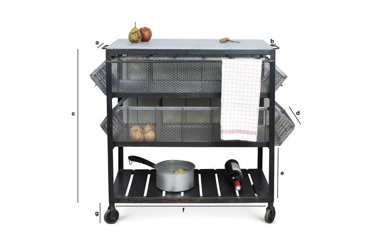 Dimensiones del producto Carrito de almacenamiento de cocina Piedra Azul