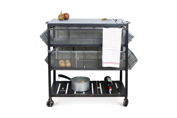 Dimensiones del producto Carrito de almacenamiento de cocina Piedra Azul
