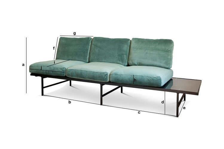 Product Dimensions Green velvet and marble sofa Carthy