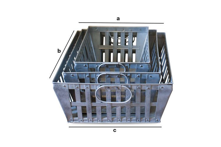 Dimensiones del producto Conjunto de 3 cestas metálicas anidadas Fewer