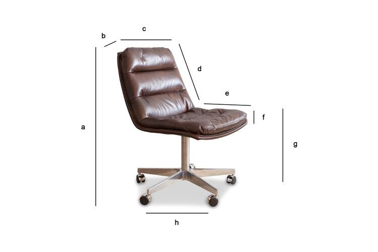 Dimensions du produit Chaise de bureau en cuir marron  Breunor