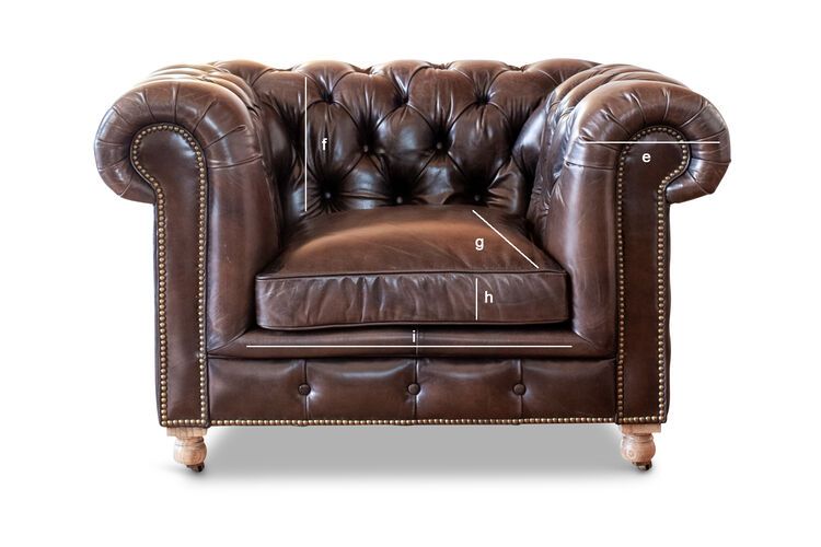 Produktdimensionen Chesterfield-Sessel aus braunem Leder Jahn