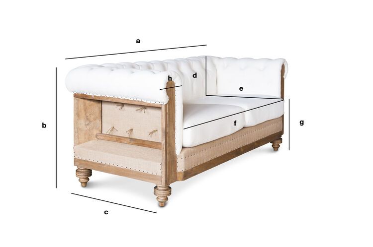 Product Dimensions Ecru linen and cotton 2-seater chesterfield sofa Montaigu