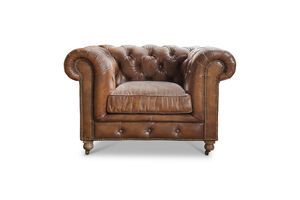 Chesterfield-Sessel aus rehbraunem Leder Saint Paul