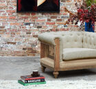 Chesterfield-Sessel aus Leinen und Baumwolle in Mandel Montaigu