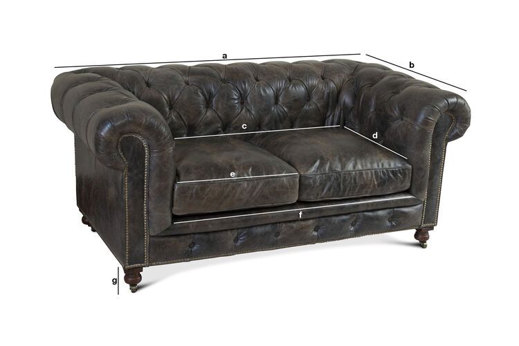Produktdimensionen Chesterfield-Sofa aus braunem Leder Saint James